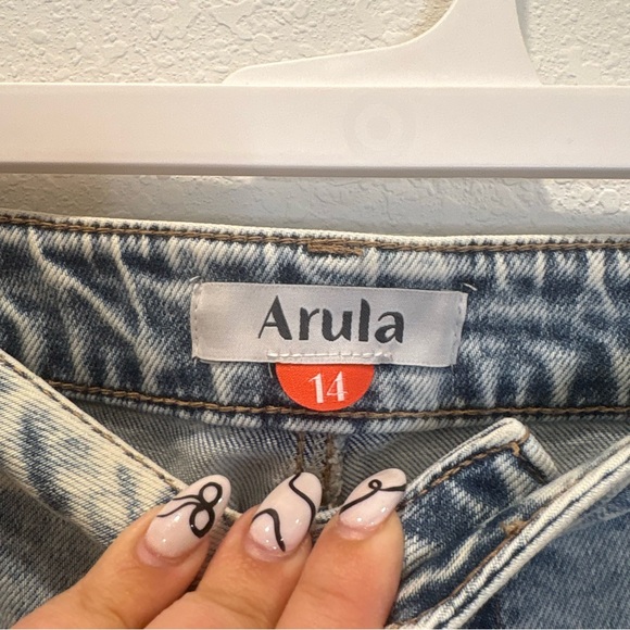 Arula Light Wash Distressed Straight Leg Jeans Women’s Size 14 High Rise - Picture 4 of 8